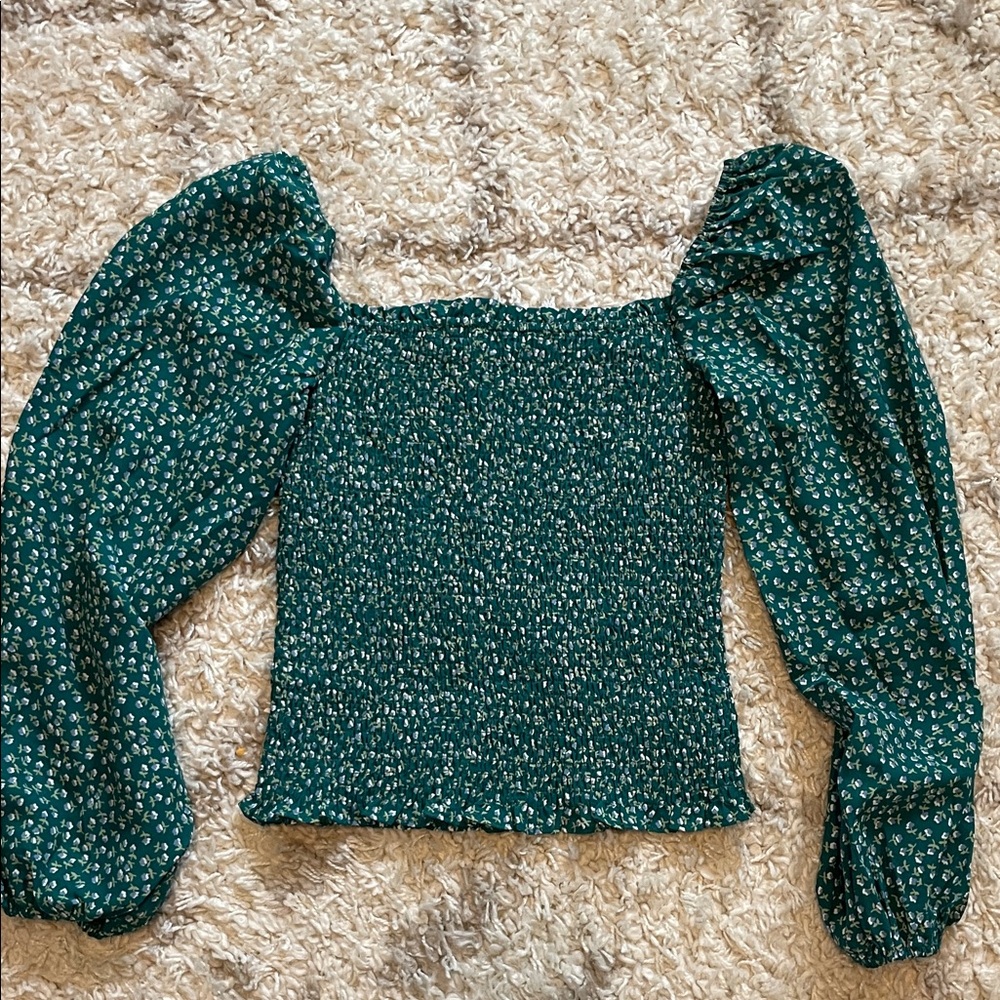 Elegant Green Floral Women's Top